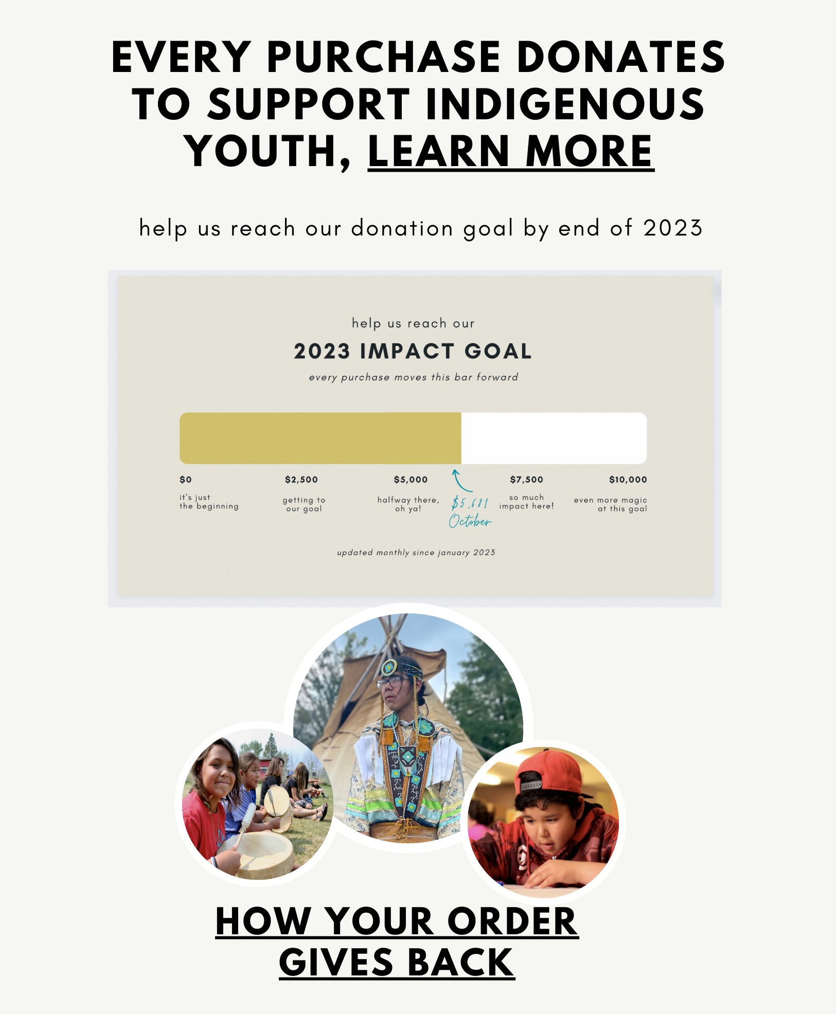 Graph of our donation goals for 2023. We're only a bit away from the main target! Your purchase helps increase the line.