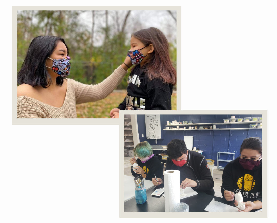 picture of mother and daughter wearing masks