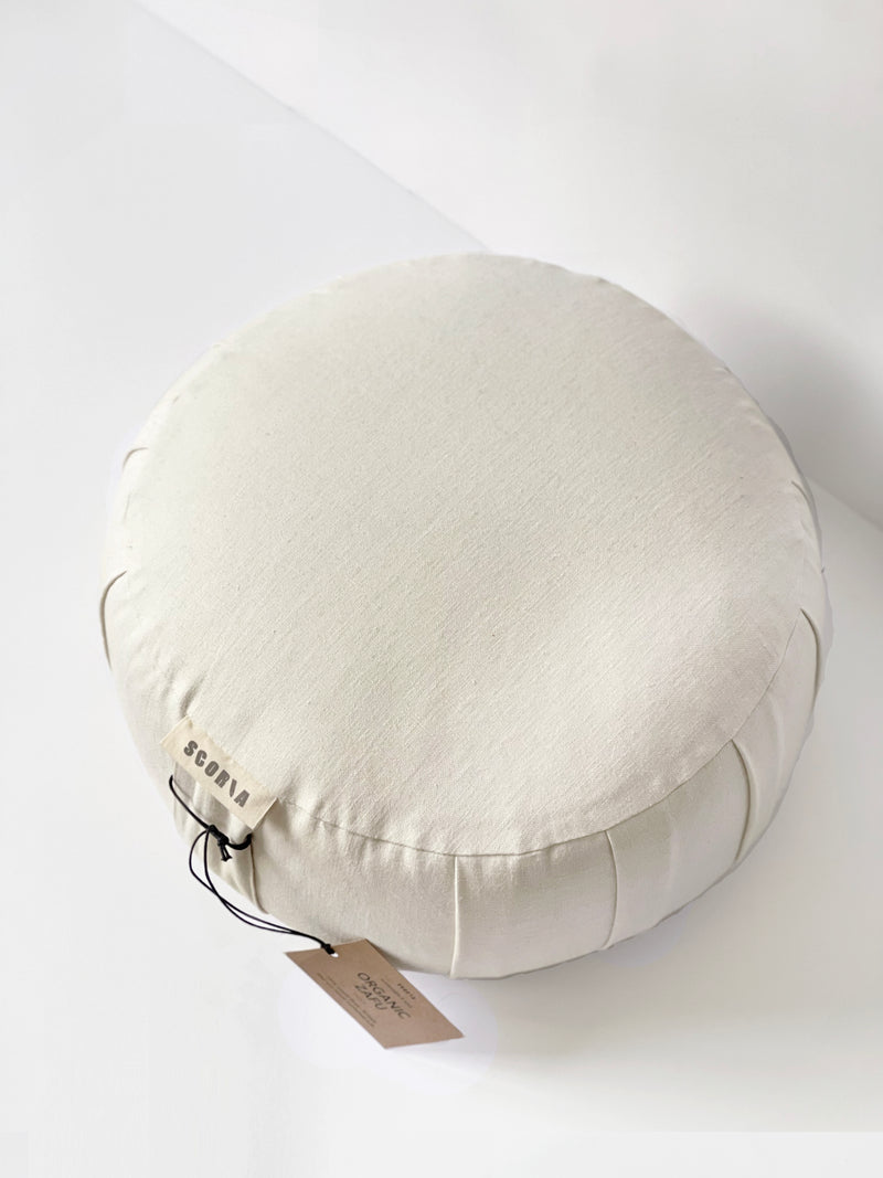 scoria's organic natural sustainable ethical environmental pleated zafu meditation cushions